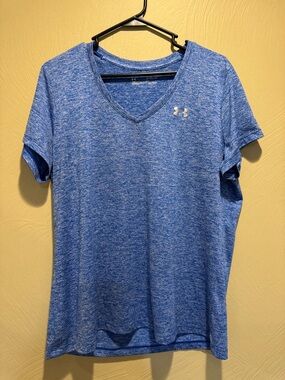 Under Armour Blue Heathered HeatGear V-Neck Tee